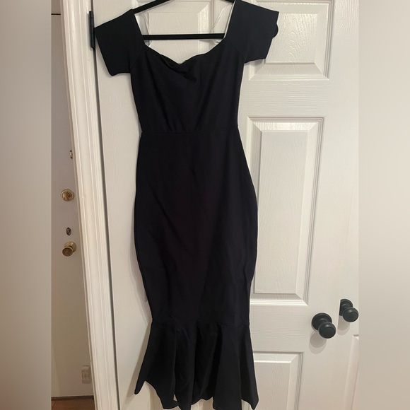 Lulus How Much I Care Navy Off the Shoulder Dress Midnight Blue Navy NWT Size XS - Picture 5 of 9